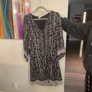 Joie Black and White silk Patterned Dress